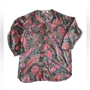 Vtg 90s Victoria's Secret Paisley Silk Nightgown Sleep Shirt Size L Gold Label